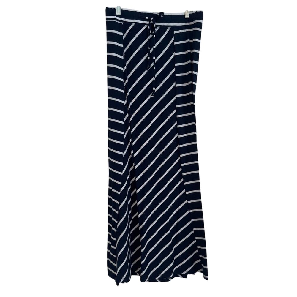 Maurice's Women's Soft Navy/White Striped Fit/Flare Drawstring Maxi Skirt Size M